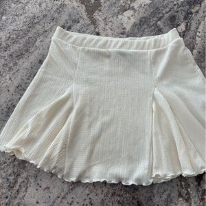 Cream Knit Flared Mini Skirt